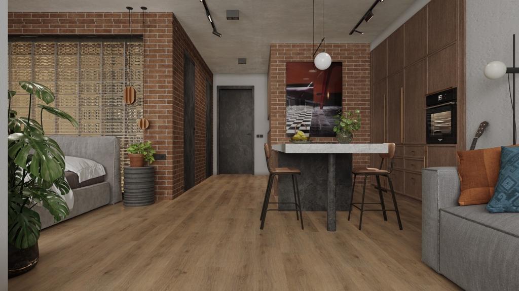 Кварцвиниловая плитка Alpine Floor клеевая Ultra Дуб Рейсдал ЕСО 5-41 1219,2×184,15×2 фото в интерьере